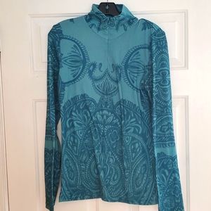 Prana 1/4 zip long sleeve shirt. Teal green blue medium